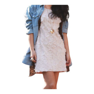 H&M Floral Applique Bodycon Mini Dress in Cream